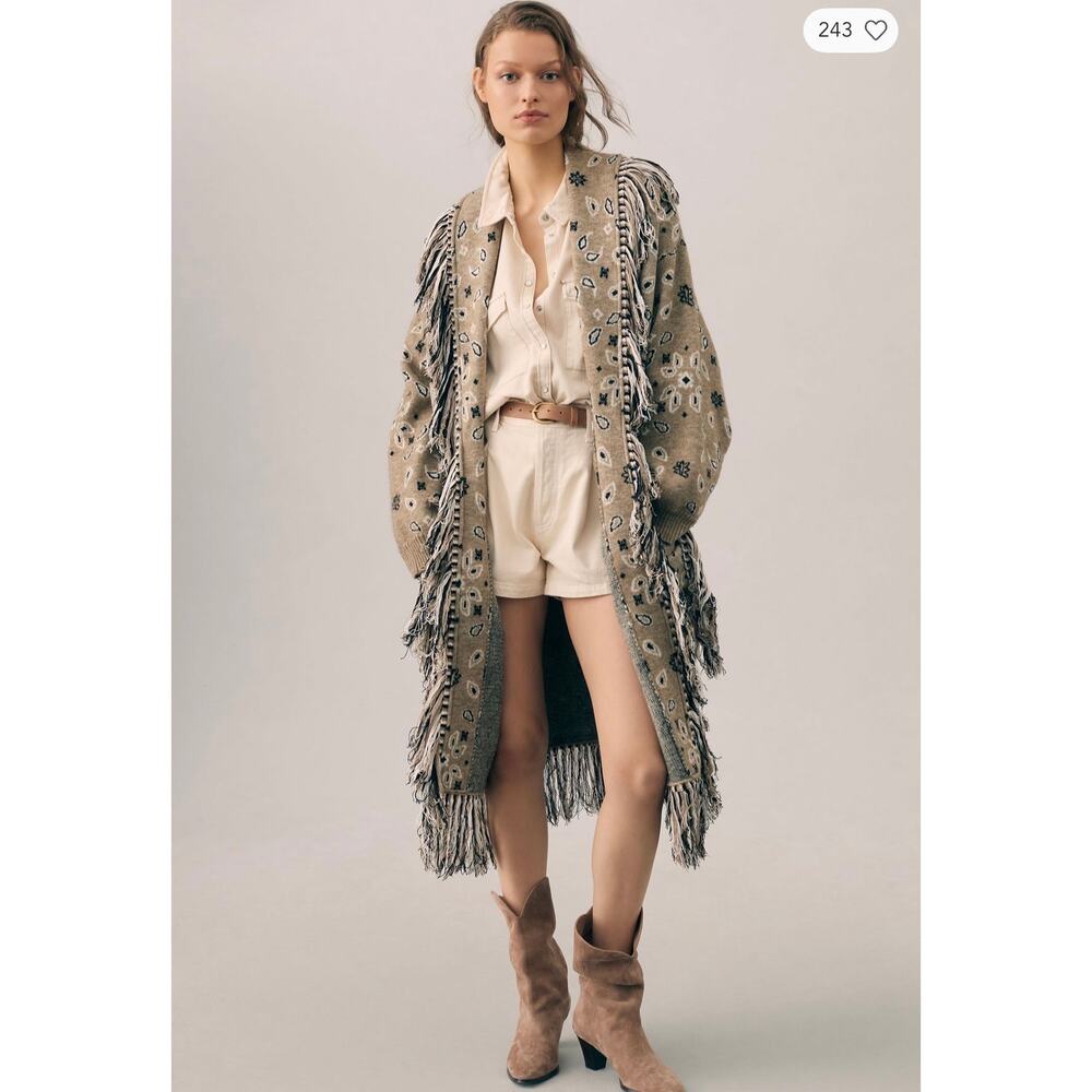 Anthropologie Bandana Fringed Duster Cardigan New One Size Sold Out